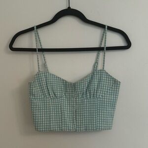 Zara Blue Gingham Cropped Corset
